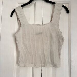 White Ribbed Women's Top
